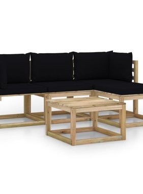 VidaXL 5-delige Loungeset met zwarte kussens