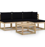 VidaXL 5-delige Loungeset met zwarte kussens