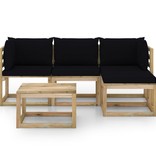 VidaXL 5-delige Loungeset met zwarte kussens