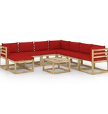 VidaXL 9-delige Loungeset met kussens geïmpregneerd grenenhout