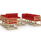 VidaXL 9-delige Loungeset met kussens geïmpregneerd grenenhout
