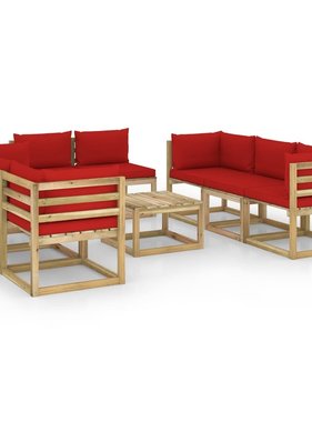 VidaXL 9-delige Loungeset met kussens geïmpregneerd grenenhout