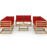 VidaXL 9-delige Loungeset met kussens geïmpregneerd grenenhout