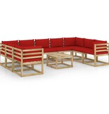 VidaXL 10-delige Loungeset met kussens geïmpregneerd grenenhout