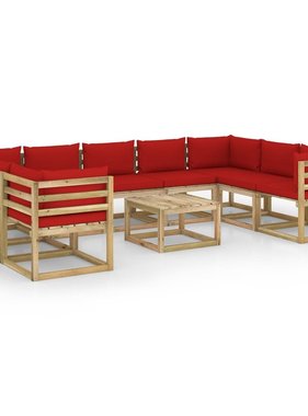 VidaXL 10-delige Loungeset met kussens geïmpregneerd grenenhout