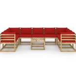 VidaXL 10-delige Loungeset met kussens geïmpregneerd grenenhout