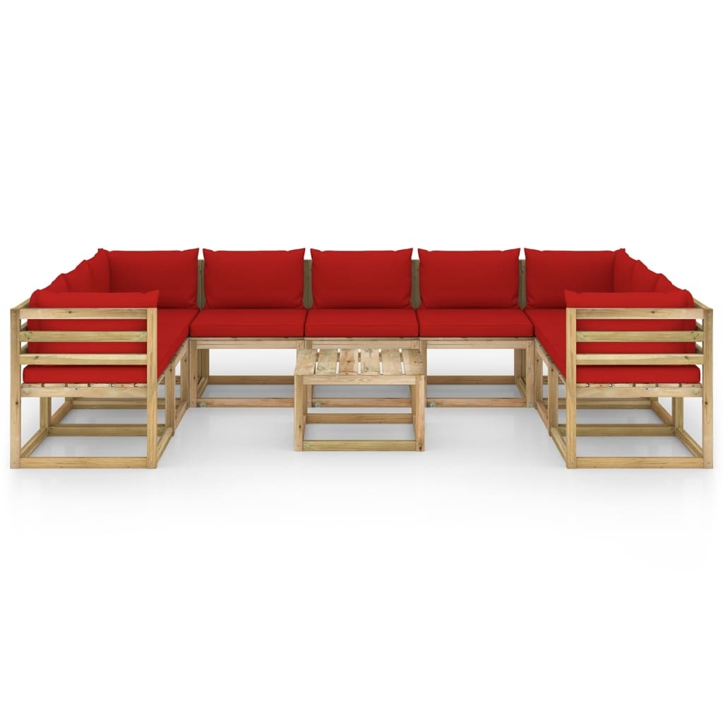 VidaXL 10-delige Loungeset met kussens geïmpregneerd grenenhout
