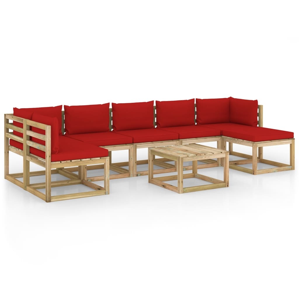 VidaXL 8-delige Loungeset met kussens geïmpregneerd grenenhout