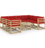 VidaXL 9-delige Loungeset met kussens geïmpregneerd grenenhout