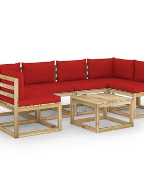 VidaXL 7-delige Loungeset met kussens geïmpregneerd grenenhout