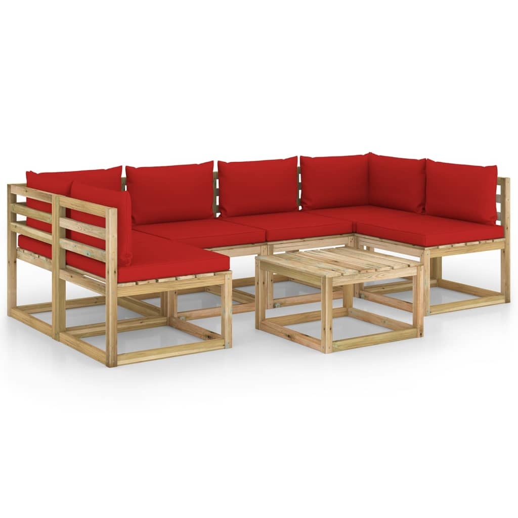 VidaXL 7-delige Loungeset met kussens geïmpregneerd grenenhout