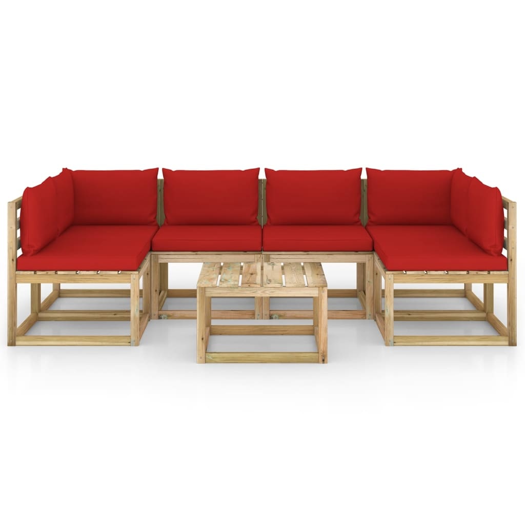 VidaXL 7-delige Loungeset met kussens geïmpregneerd grenenhout
