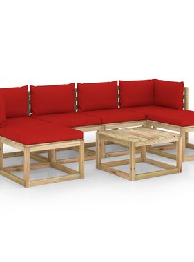 VidaXL 7-delige Loungeset met kussens geïmpregneerd grenenhout