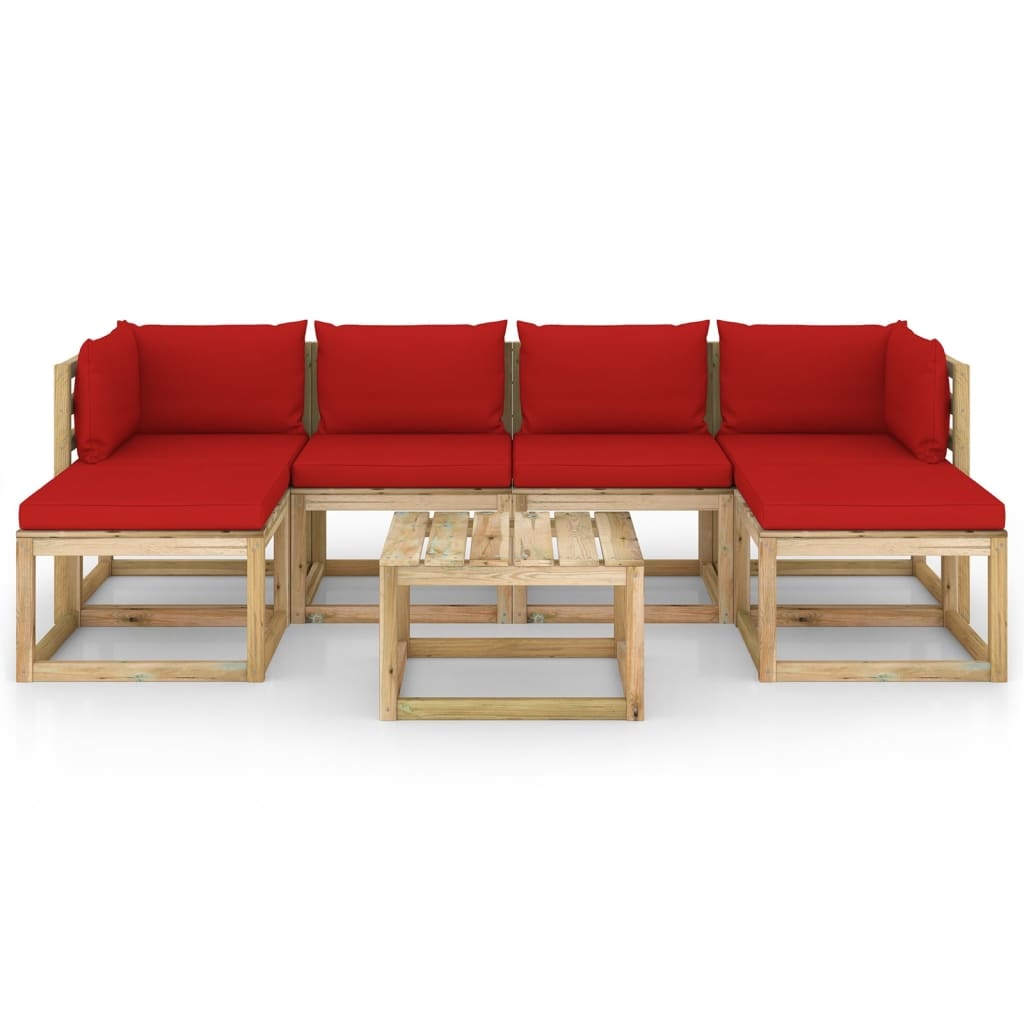 VidaXL 7-delige Loungeset met kussens geïmpregneerd grenenhout