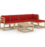 VidaXL 6-delige Loungeset met kussens geïmpregneerd grenenhout
