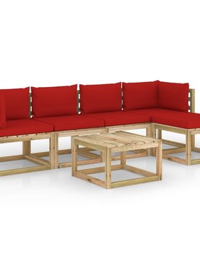 VidaXL 6-delige Loungeset met kussens geïmpregneerd grenenhout