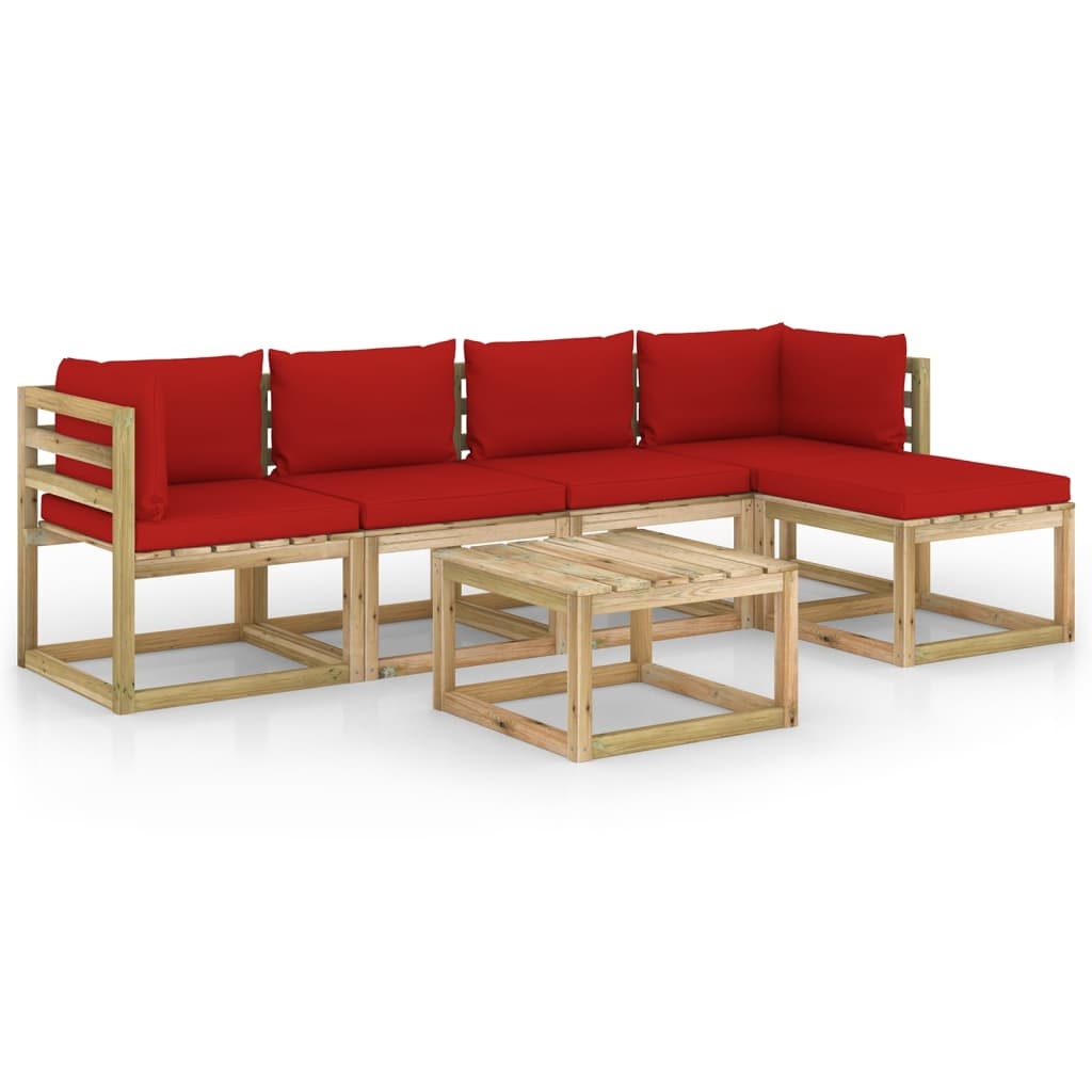 VidaXL 6-delige Loungeset met kussens geïmpregneerd grenenhout
