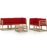 VidaXL 6-delige Loungeset met rode kussens