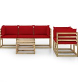 VidaXL 6-delige Loungeset met rode kussens