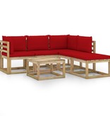 VidaXL 6-delige Loungeset met rode kussens