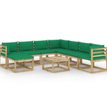 VidaXL 9-delige Loungeset met kussens geïmpregneerd grenenhout