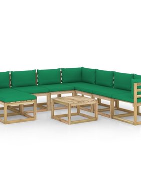 VidaXL 9-delige Loungeset met kussens geïmpregneerd grenenhout
