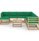 VidaXL 9-delige Loungeset met kussens geïmpregneerd grenenhout