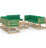 VidaXL 9-delige Loungeset met kussens geïmpregneerd grenenhout
