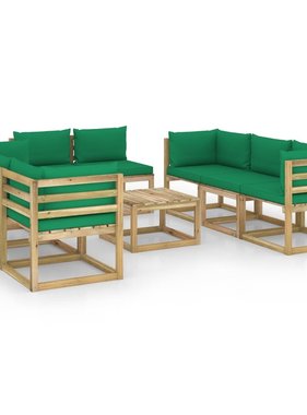 VidaXL 9-delige Loungeset met kussens geïmpregneerd grenenhout