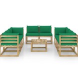VidaXL 9-delige Loungeset met kussens geïmpregneerd grenenhout