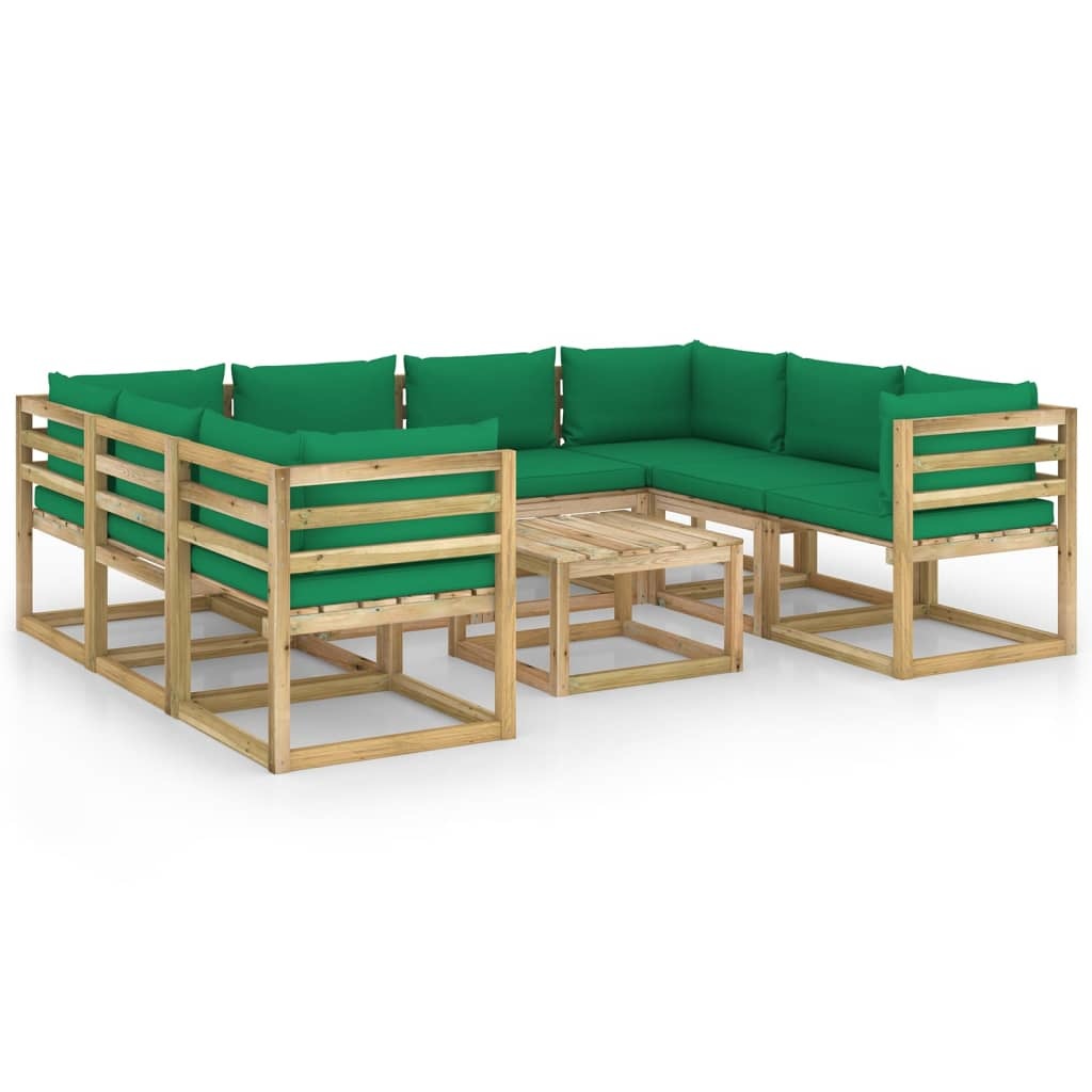 VidaXL 9-delige Loungeset met kussens geïmpregneerd grenenhout