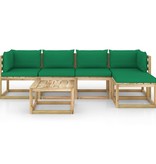 VidaXL 6-delige Loungeset met kussens geïmpregneerd grenenhout