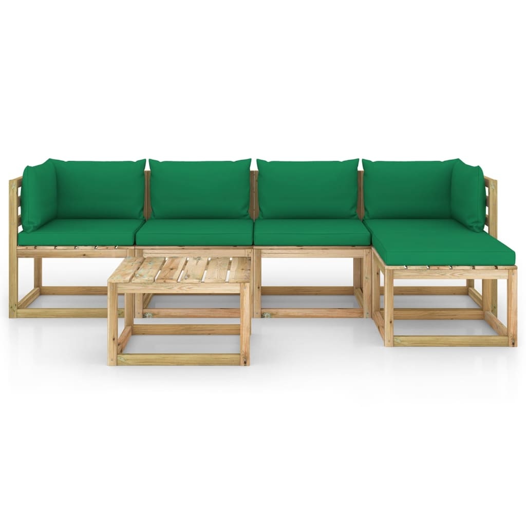 VidaXL 6-delige Loungeset met kussens geïmpregneerd grenenhout