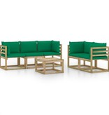 VidaXL 6-delige Loungeset met groene kussens