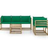 VidaXL 6-delige Loungeset met groene kussens