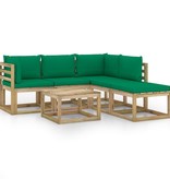 VidaXL 6-delige Loungeset met groene kussens