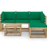 VidaXL 6-delige Loungeset met groene kussens