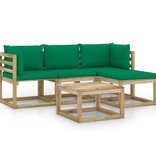 VidaXL 5-delige Loungeset met groene kussens