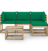 VidaXL 5-delige Loungeset met groene kussens