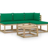 VidaXL 5-delige Loungeset met groene kussens