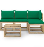 VidaXL 5-delige Loungeset met groene kussens
