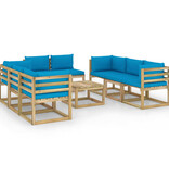VidaXL 9-delige Loungeset met kussens geïmpregneerd grenenhout