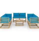 VidaXL 9-delige Loungeset met kussens geïmpregneerd grenenhout