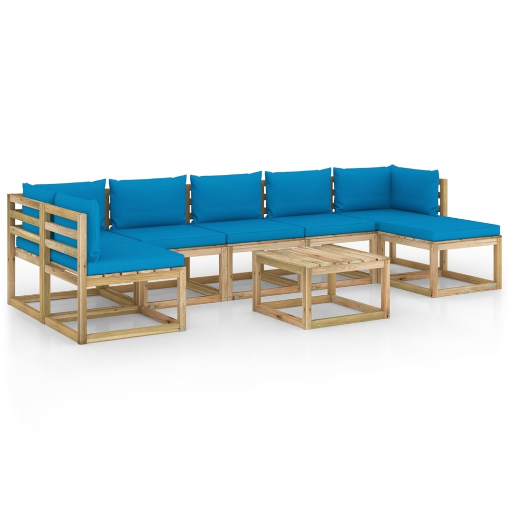 VidaXL 8-delige Loungeset met kussens geïmpregneerd grenenhout