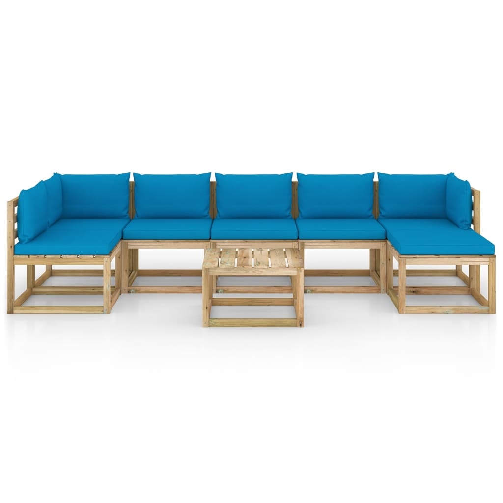 VidaXL 8-delige Loungeset met kussens geïmpregneerd grenenhout