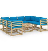 VidaXL 9-delige Loungeset met kussens geïmpregneerd grenenhout