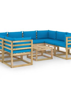 VidaXL 9-delige Loungeset met kussens geïmpregneerd grenenhout