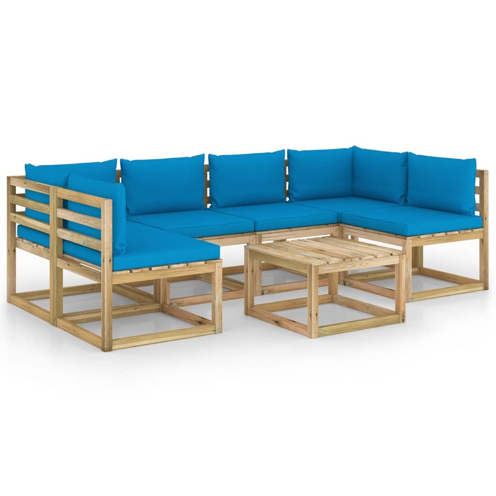 VidaXL 7-delige Loungeset met kussens geïmpregneerd grenenhout