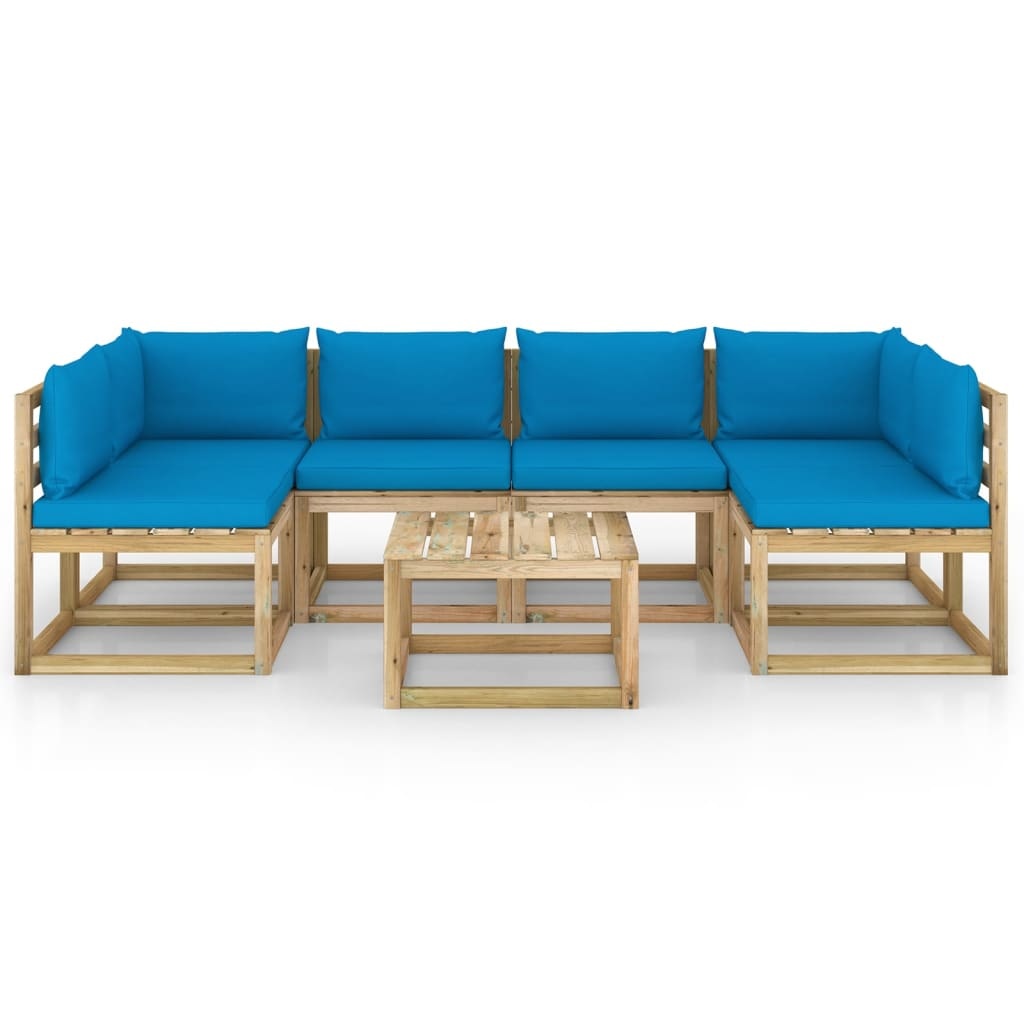 VidaXL 7-delige Loungeset met kussens geïmpregneerd grenenhout