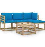 VidaXL 5-delige Loungeset met lichtblauwe kussens